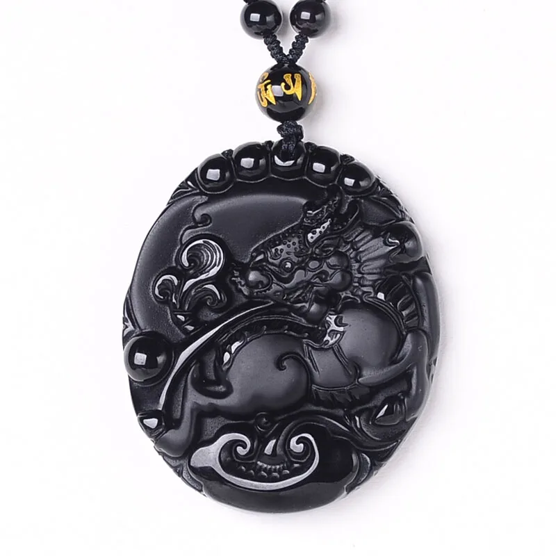 

Black A Obsidian Pendant Drop Shipping Amulet Kirin XianBao Crystal Necklace For Women Men Fine Jewelry