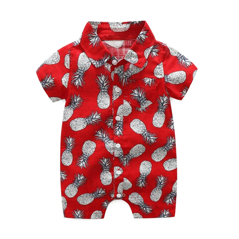 

Summer Baby Boy Casual Jumpsuit Newborn Kids Beach Printed Short Sleeve Clothes New-arrival Fashion Clothing