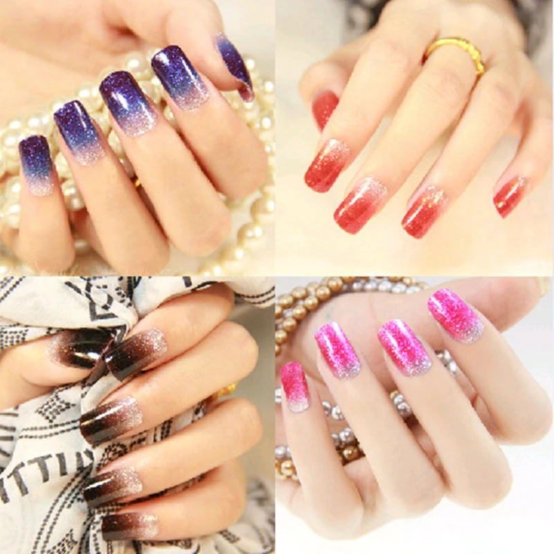 10 шт./лот красивые градиентные блестящие цвета лак для ногтей наклейки из фольги