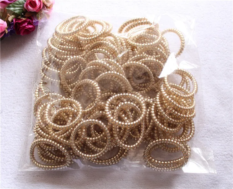 100pcs 100 шт телефонная проволока эластичные резинки для волос женские аксессуары для волос резиновые ленты Головные уборы веревка для волос резинки для волос - Цвет: 100pcs