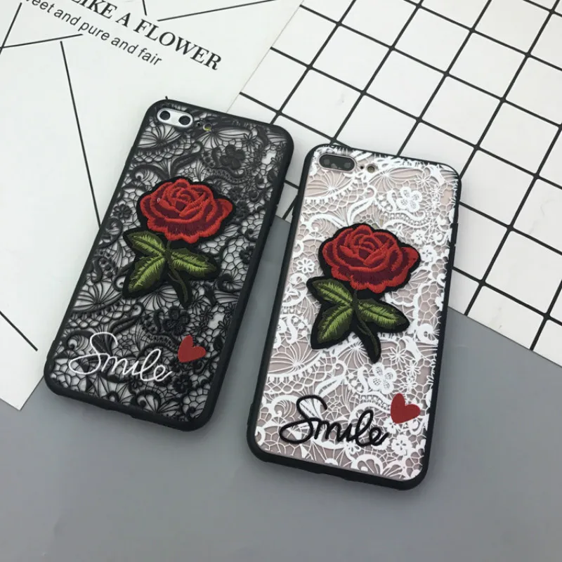 JIKE Creative Pattern Embroidered Rose Acrylic All-inclusive Protection Case for Galaxy S6/S6edge/S7/S7edge/S8/S8plus | Мобильные