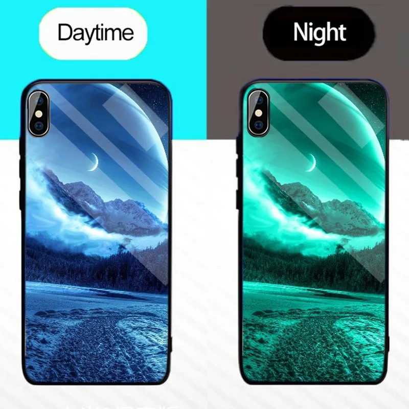 Роскошный светящийся стеклянный чехол для iPhone X XR XS MAX звездного цвета SE 2020 2 5 6 S 5S 8