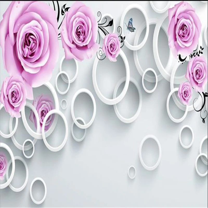 beibehang Custom wallpaper 3d stereoscopic purple rose rattan Europe TV backdrop living room bedroom papel de parede | Обустройство