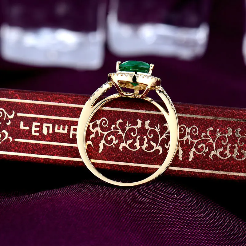 Кольцо обручальное с натуральным изумрудом 7x9 мм|gold natural|fine jewelryemerald gemstone |