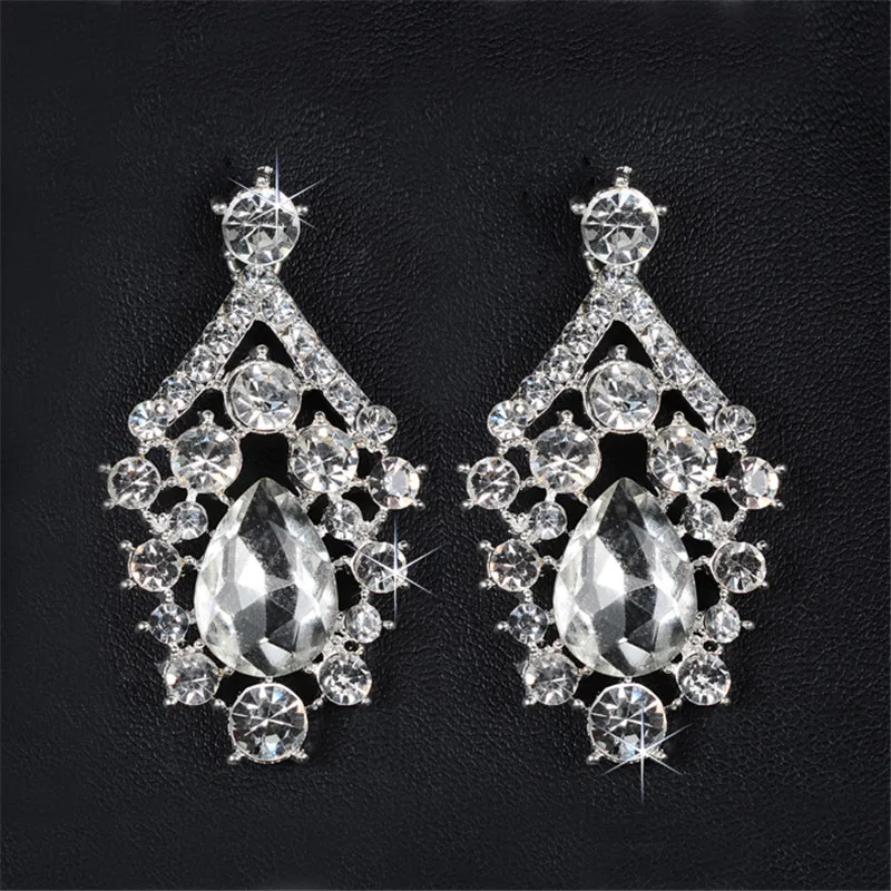 Серьги и ожерелье блестящие AAA кубический цирконий австрийские кристаллы - Фото №1