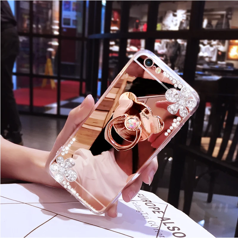 Кольцо держатель Зеркало чехол для iPhone XR XS MAX X 8 7 6 s плюс блеск Dimaond S Max крышка в