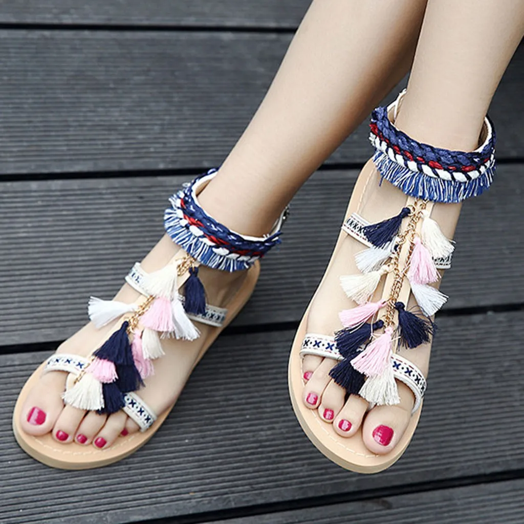 SAGACE/Женская обувь летние сандалии на плоской подошве в национальном стиле