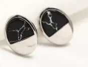 black SHANICE 925 пробы серебряные ослепительные мраморные геометрические серьги-гвоздики овальной формы для женщин и девушек - Окраска металла: black