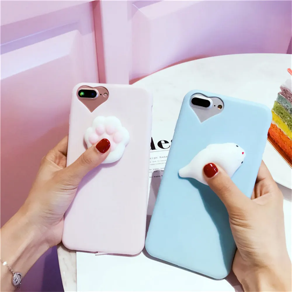 KISSCASE Cute 3D Squishy Doll Cass For iPhone 7 8 6 6S Plus 5 5S SE Cat Seal Phone Cover Silicon Accessories |