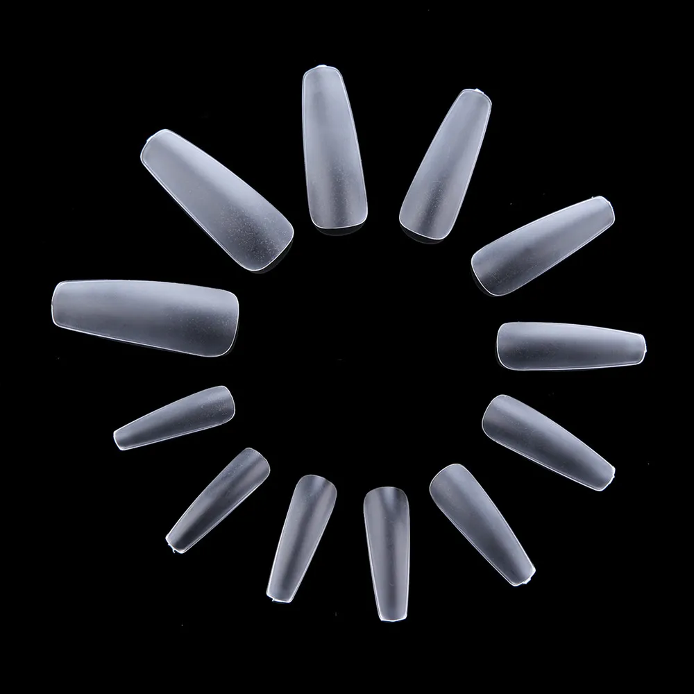 

10Packs Coffin Nail Tips 600pcs Clear Acrylic False Ultra Thin Coffin Nail Art False Tips Full Cover 12 Size A0492