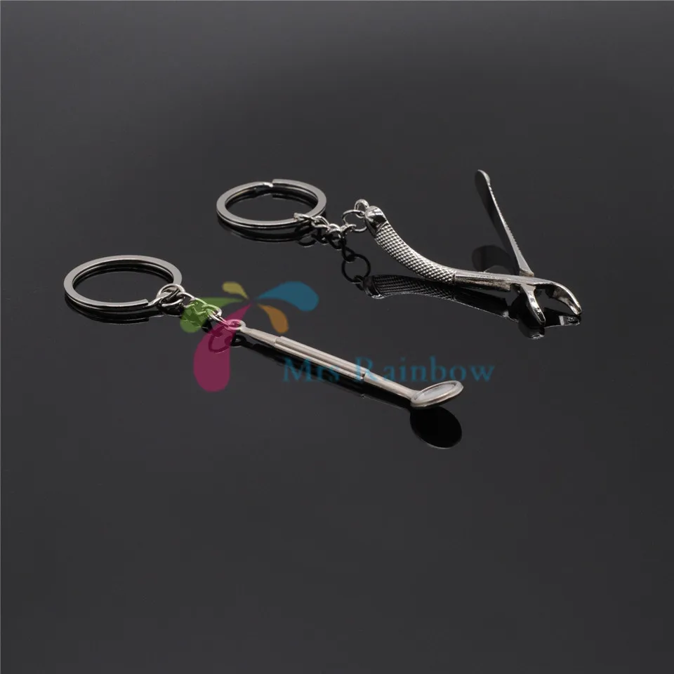 2Pcs Dental Lab Key Ring Chain Cute Mirror Forceps as Gift | Красота и здоровье