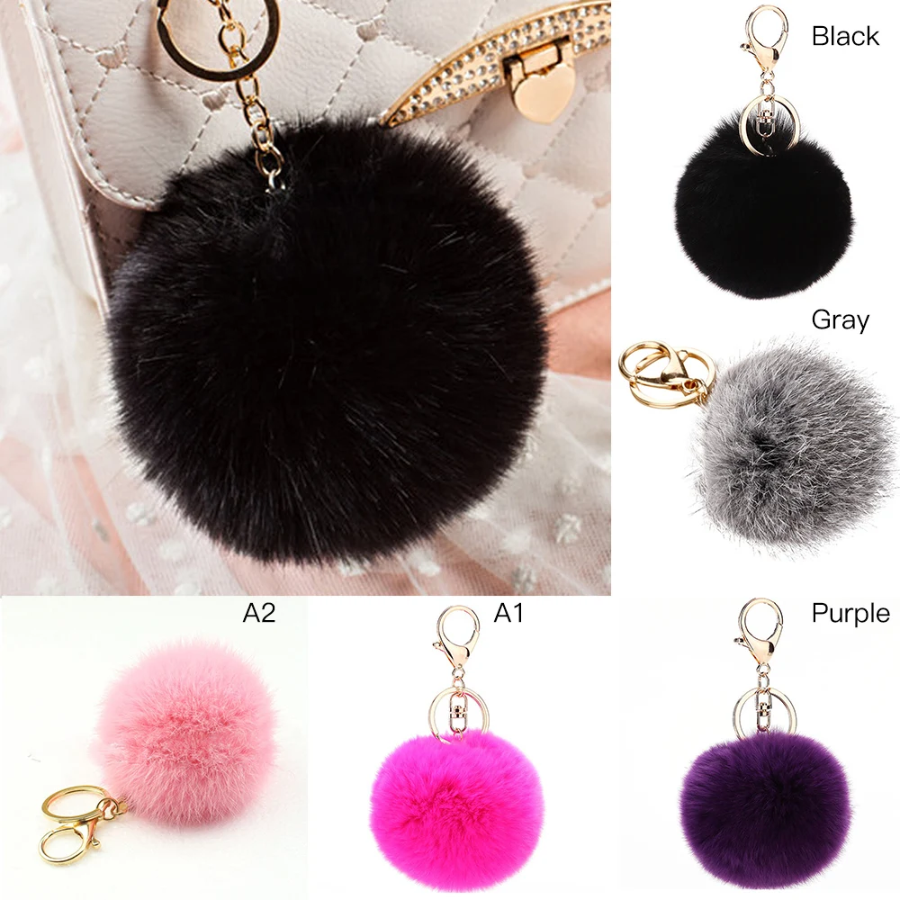 Cindiry милый кролик мех помпон сотовый телефон автомобильный кулон сумочка брелок