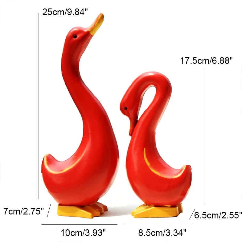 2PCS Painted Wooden Duck Model Hand-Carved Animal Figurines &amp Miniatures Ornaments Home Desktop Decor Miniature Garden Toy | Дом и сад