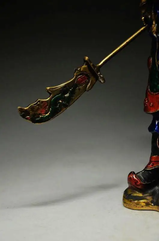 

Chinese Exquisite Cloisonne Copper Handmade Statues --- Guan Gong & big sword