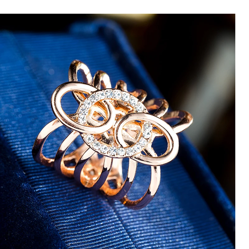 Ajojewel Fashion Wide Ring Women Girls Lovers Rose-Gold-Color Top Quality Crystal Geometric Oval Jewelry | Украшения и аксессуары