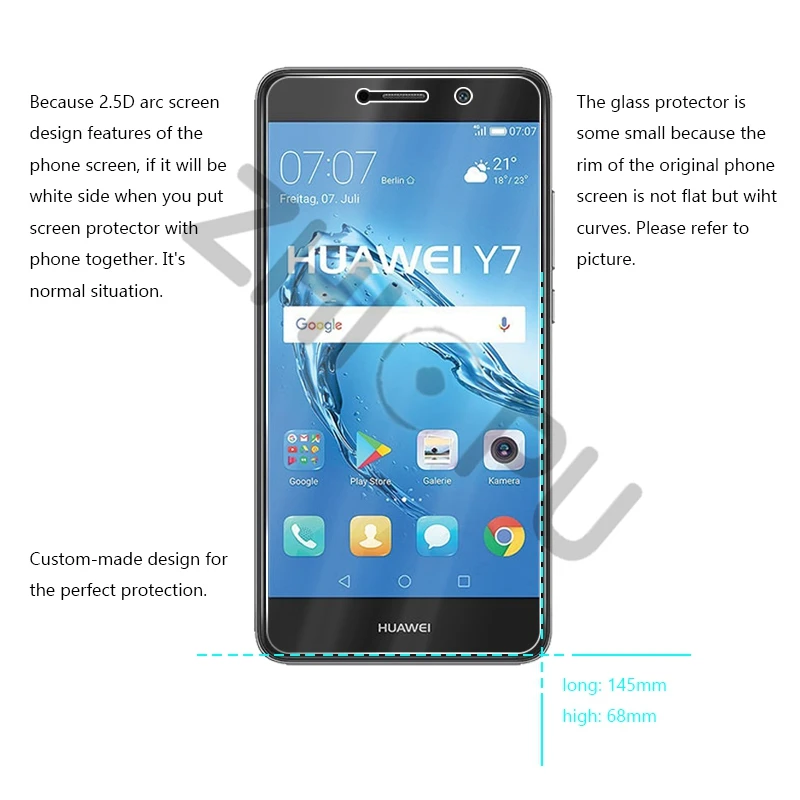 10 шт./лот Премиум закаленное Стекло для huawei Y7 премьер Экран протектор Закаленное