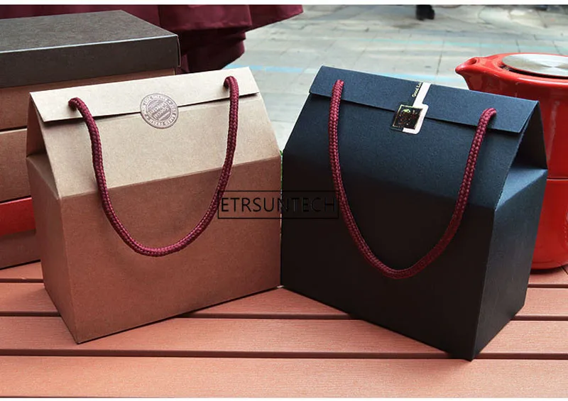 Подарочная коробка из крафт-бумаги с веревкой 15x8 5x15 см портативная ручная работа