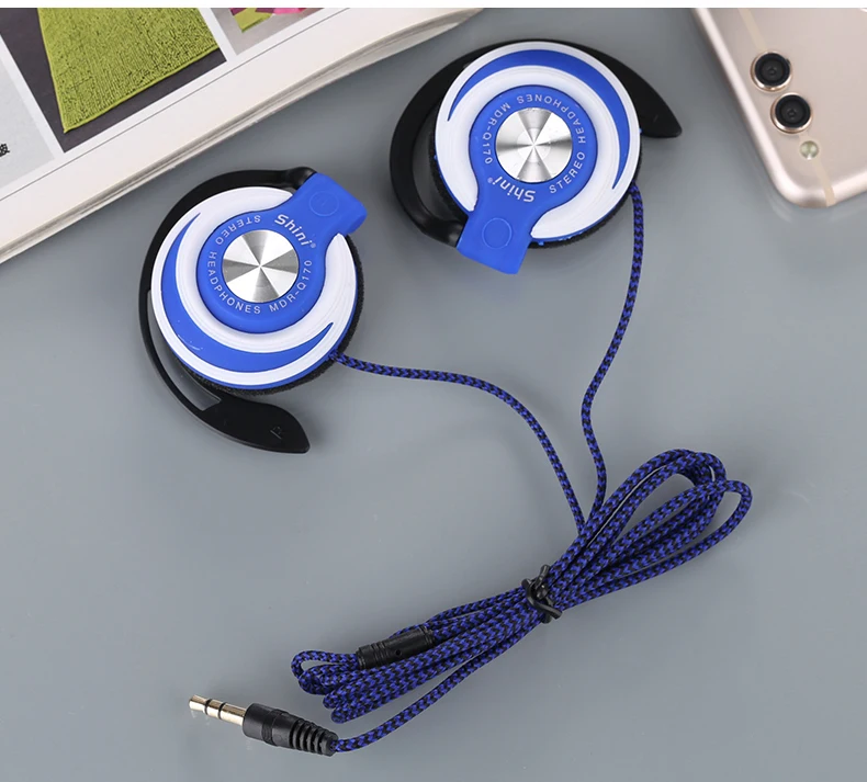 Blue Наушники SHINI Q170 с шумоподавлением, гарнитура с заушником, HiFi бас наушники с микрофоном для Xiaomi iPhone 5/6s компьютера - Цвет: Blue