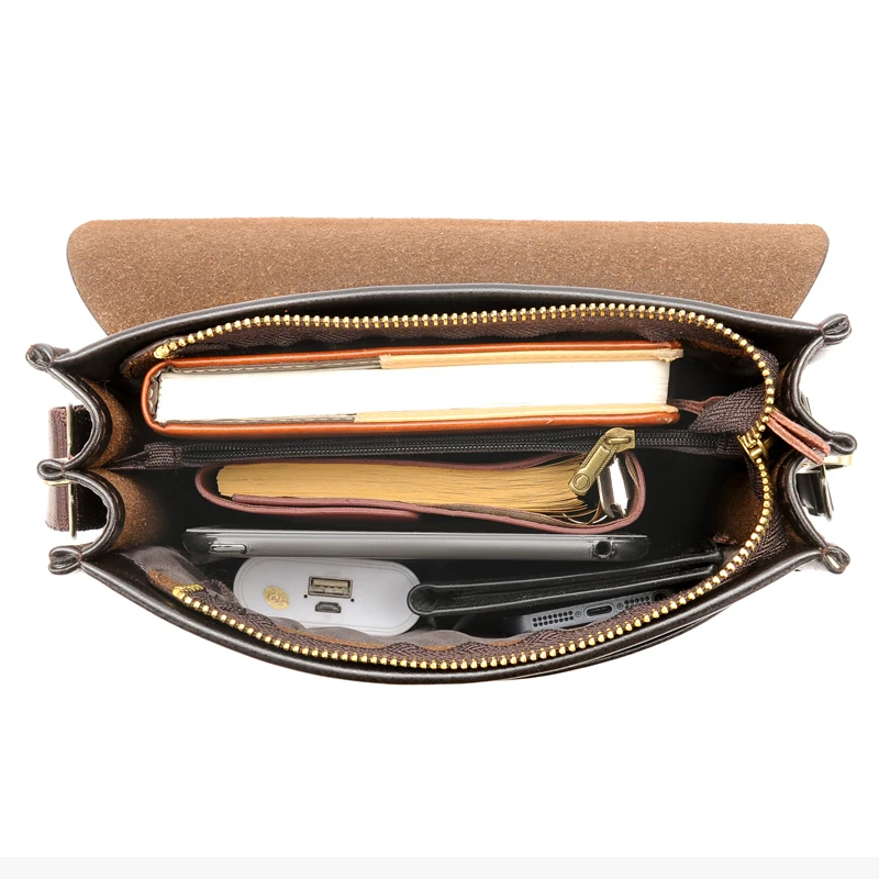 Мужская кожаная сумка кенгуру винтажная деловая через плечо с клапаном лето 2019| |