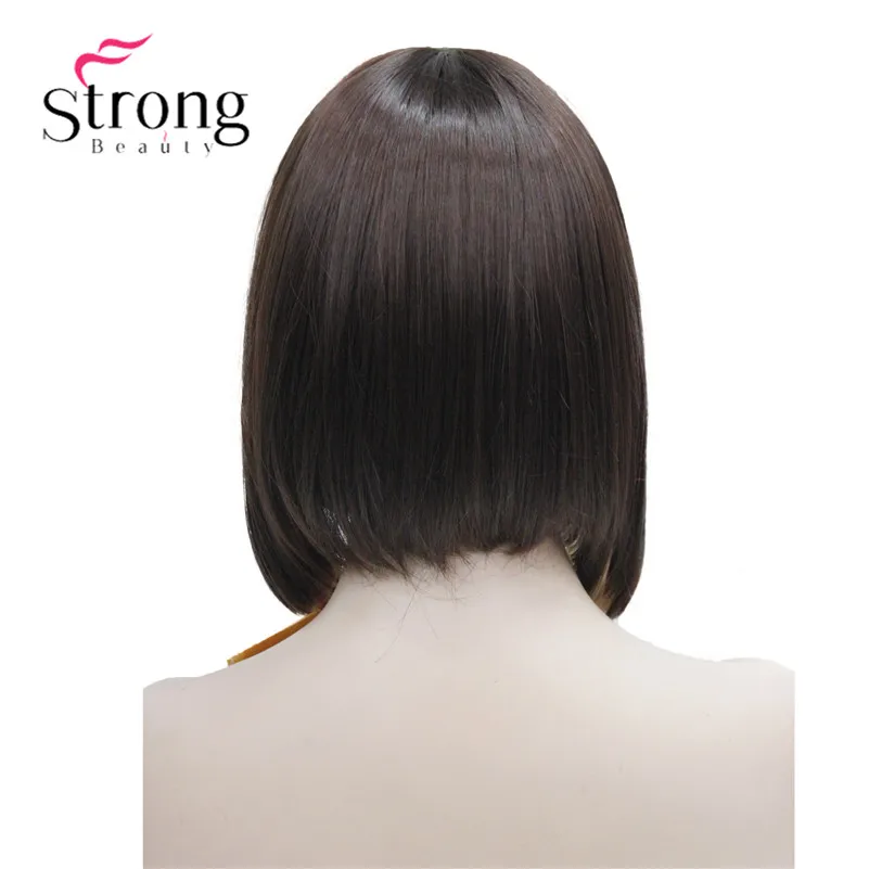 StrongBeauty короткий прямой блонд выделенный боб с челкой синтетический парик черный коричневый красный женские парики выбор цвета