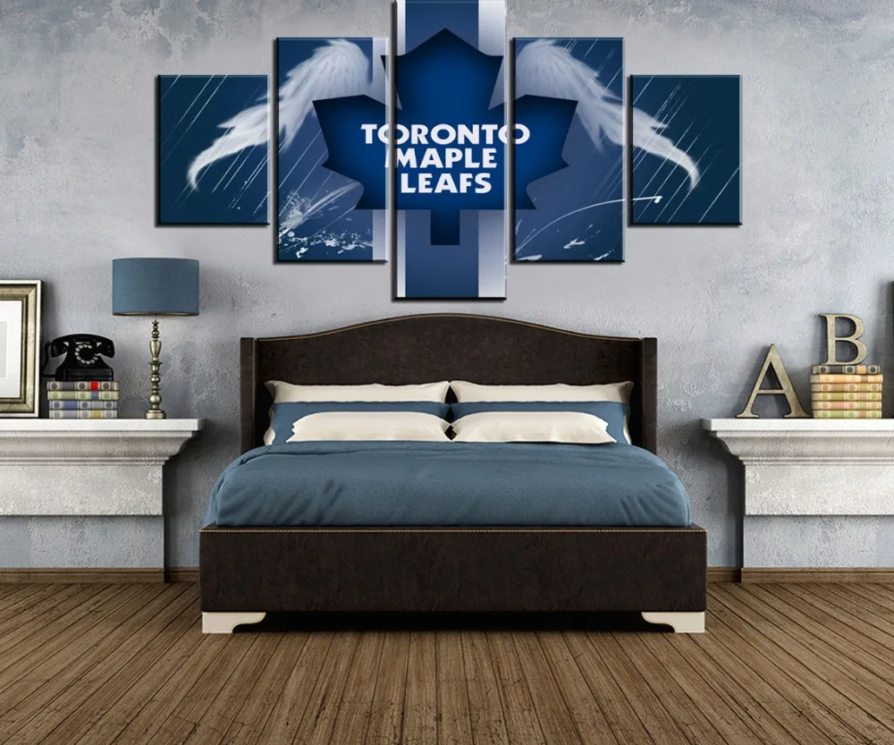 5 Panel Canvas Art Ice Hockey Leaves Sport Logo Cuadros Decoracion Paintings on Wall for Home Decorations Decor | Дом и сад