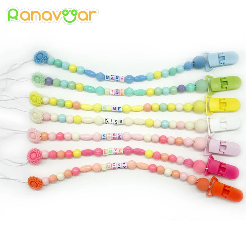 

Personalised- Any Name Pacifier Clips Gift Dummy Handmade Pacifier Chain Holder Baby Nipple Feeding Kid Garment Clip NZL02