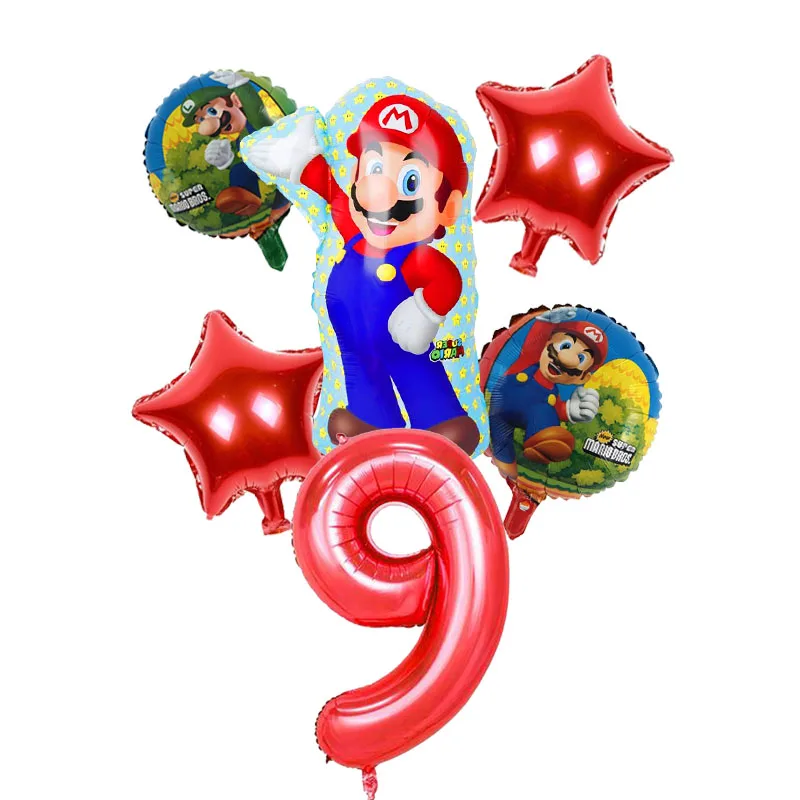 40inch number 6pcs Супер Марио тема одноразовые салфетки чашка пластина Марио тематическая вечеринка на день рождения украшения Марио Bros тематические салфетки 20 шт./упак - Цвет: 40inch number 6pcs