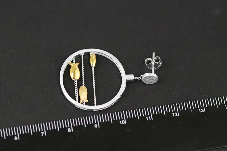 CMAJOR Designer 925 Sterling Silver Two Tone Gold Plated Swimming Fish Earrings Women Girls Original Fine Jewelry Wholesale | Украшения и