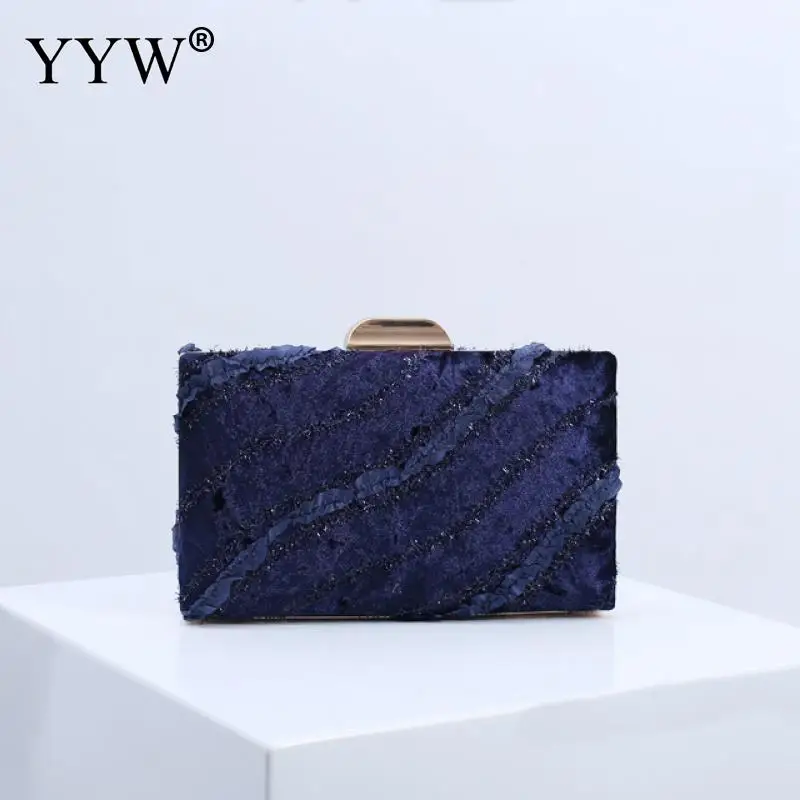 YYW синяя велюровая женская сумка Свадебный клатч 2019 винтажная Сумка для вечерние