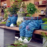 pastoral cement denim pants ornaments creative flower pot decoration crafts old garden balcony figurines outdoor accessories art