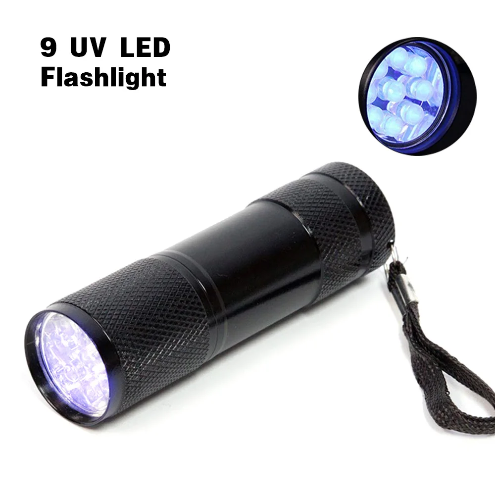 9 UV LED Светильник с УФ-вспышкой, 12 светодиодов, 395 нм, УФ-детектор, светильник для собак, кошек, мочи, домашних животных, пятна на кровать, ошибки, скорпионы, флуоресцентные утечки, проверка - Испускаемый цвет: 9 UV LED