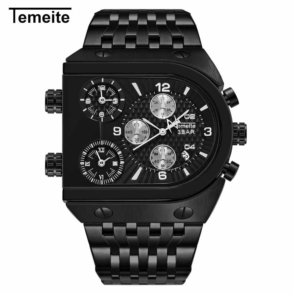 Black with box Temeite Relogio Masculino лучших Роскошные Брендовые мужские часы военные Необычные кварцевые часы Для мужчин аналоговый Для мужчин s Просмотрам золото Dropshiping - Цвет: Black with box