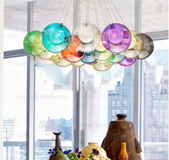 DIY colorful crystal glass pendant light creative design pendant lamps for living room bar decor led G4 AC 96-265V lighting