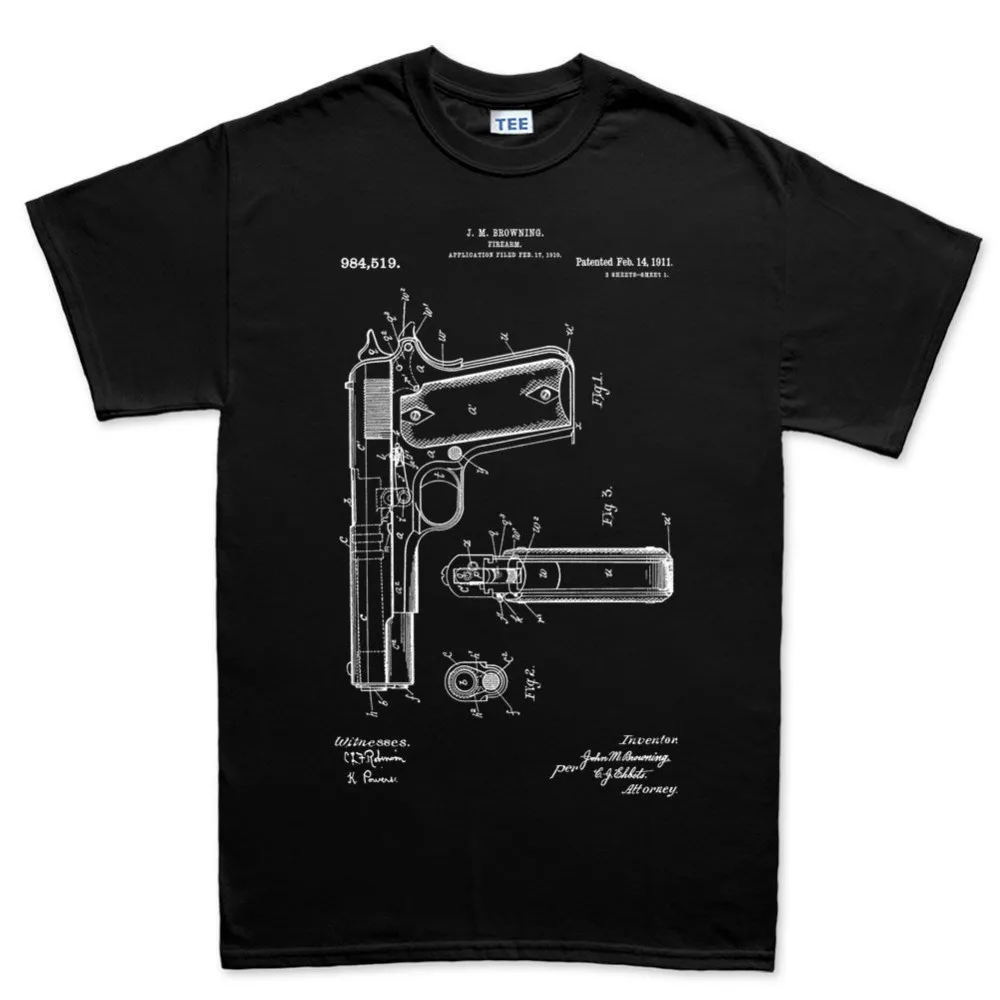 2019 модная футболка 1911 с пистолетным принтом полуавтоматическая G43 G19 кобура