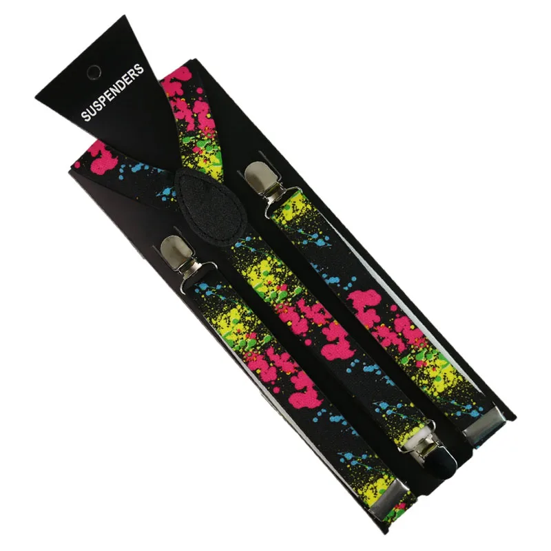 

Winfox Fashion 2.5 cm Elastic Braces Colorful Men Women Clip on Suspenders Y-shaped Adjustable Clothes Pants Accessories