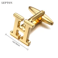 lepton hot letters h cufflinks for men high polishing stainless steel cufflinks man shirt cuffs cuff links relojes gemelos