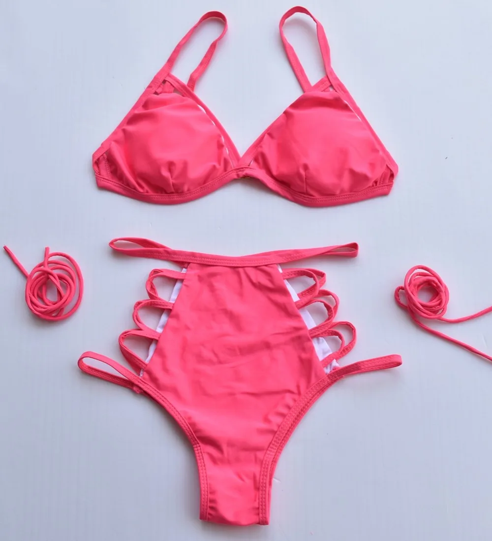 Сексуальный Холтер крест Спагетти ремни для бандажа Купальники пуш ап бикини