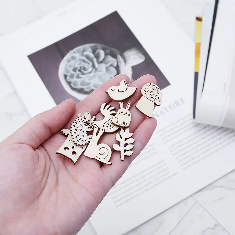 50 шт./пакет лазерная резка дерево украшение деревянная милая форма животного