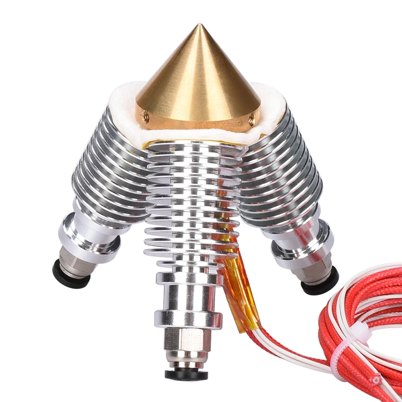 

3D V6 long distance heatsink Brass Color Nozzle 3 IN 1 OUT For 1.75/0.4mm Multi Nozzle for 3D printer