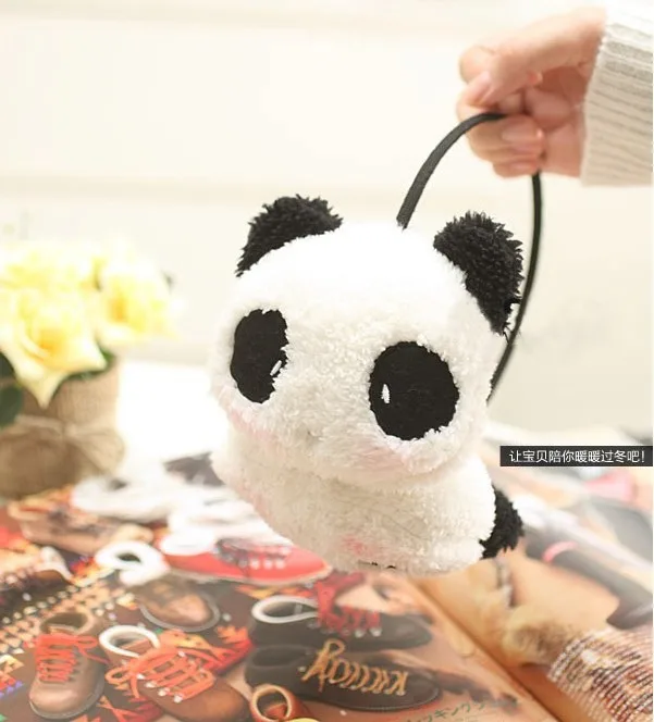 CUHAKCI Winter Cute Earmuffs Panda Ear Muff Warmer New Gilrs Black White Small Panda Design Women Pad Fluffy Ear Warmer Earmuffs