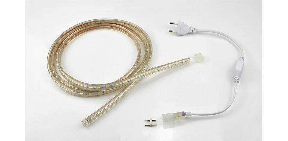 1 комплект водонепроницаемый IP67 силиконовый светильник 5050SMD AC220V Светодиодная лента 1 м/2 м/3 м/4 м/5 м/6 м/7 м/8 м/9 м/10 м /15 м/25 м с вилкой питания европейского стандарта
