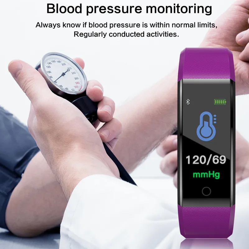 Цветной браслет Smartband 115 Plus пульсометр монитор артериального давления