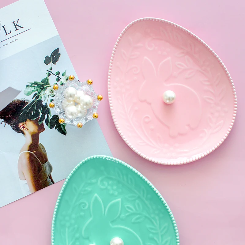 Макарон розовый зеленый кролик завтрак Тарелка десертная тарелка Свадебный