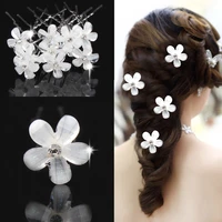 40 pcs mini white flower silver plated wedding prom party bridal hair pins