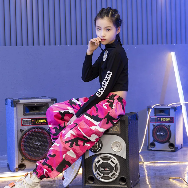 Детская одежда в стиле хип хоп костюм для джазовых танцев девочек укороченный