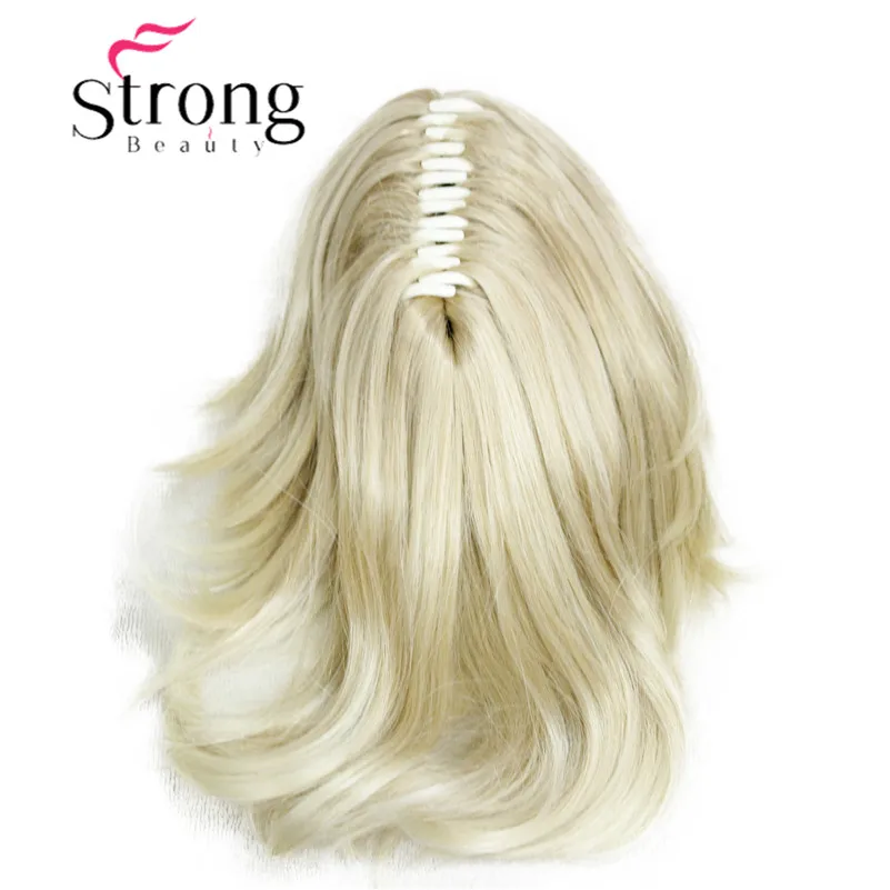 StrongBeauty, 12 дюймов, двойное использование, волнистый стиль, зажим в коготь, конский хвост, наращивание волос, блонд, синтетические волосы с зажимом челюсти/коготь