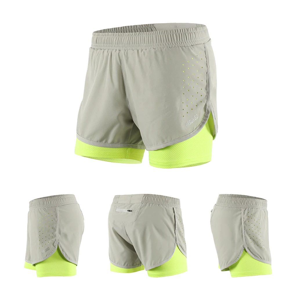 Women's 2-in-1Running Quick Dry Workout Bodybuilding Gym Training Exercise Jogging Cycling Shorts with Longer Liner | Спорт и