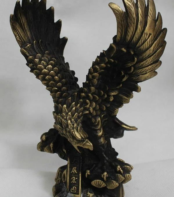 8 &quotКитайская народная фэн-шуй Бронзовая Скульптура Орла ястреба короля птиц