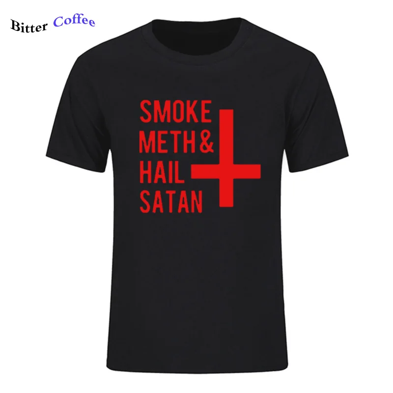 3 Новое модное платье с принтом дым мет и с надписью «Hail satan» Перевернутый крест забавная футболка с рисунком, хлопковая футболка с короткими рукавами, футболка с длинными рукавами размера плюс, модные футболки, топы - Цвет: 3