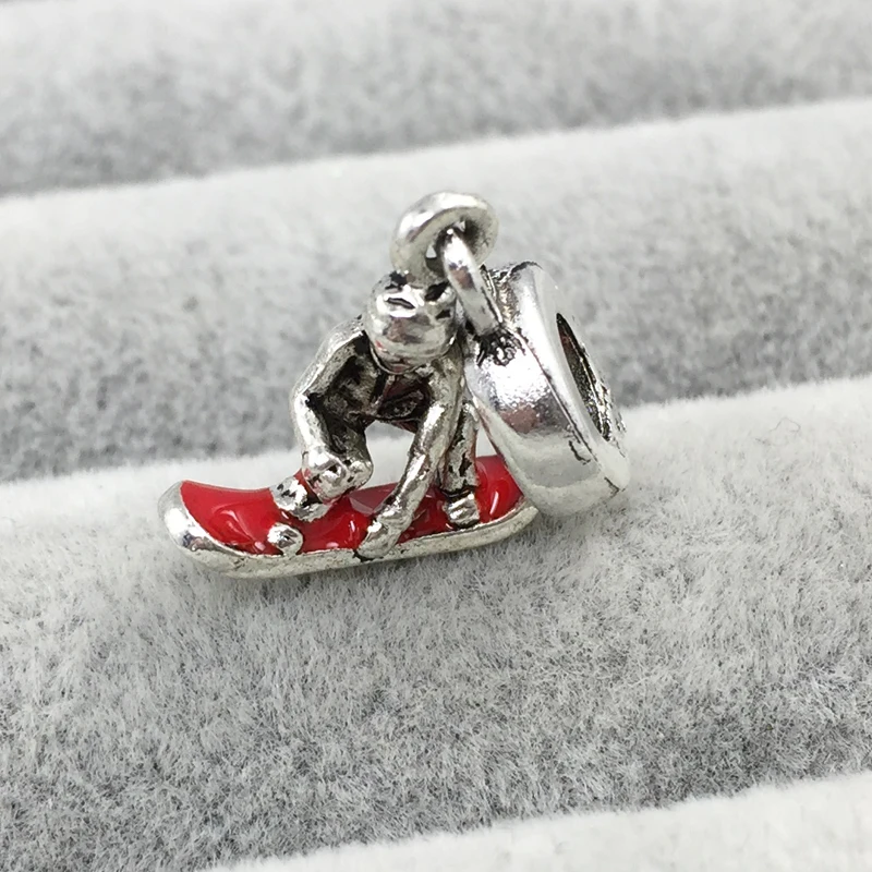 Подвеска с красной эмалью в виде снежинки Европейские Бусины подходят для